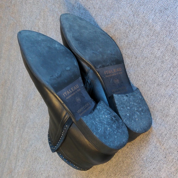 Italeau black leather womens ankle boots size 39.5 - Picture 5 of 5